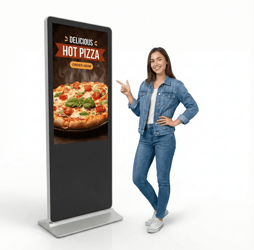 43" Inches T-Frame HD Standee 9:16 Floor Standing Digital Signage Display