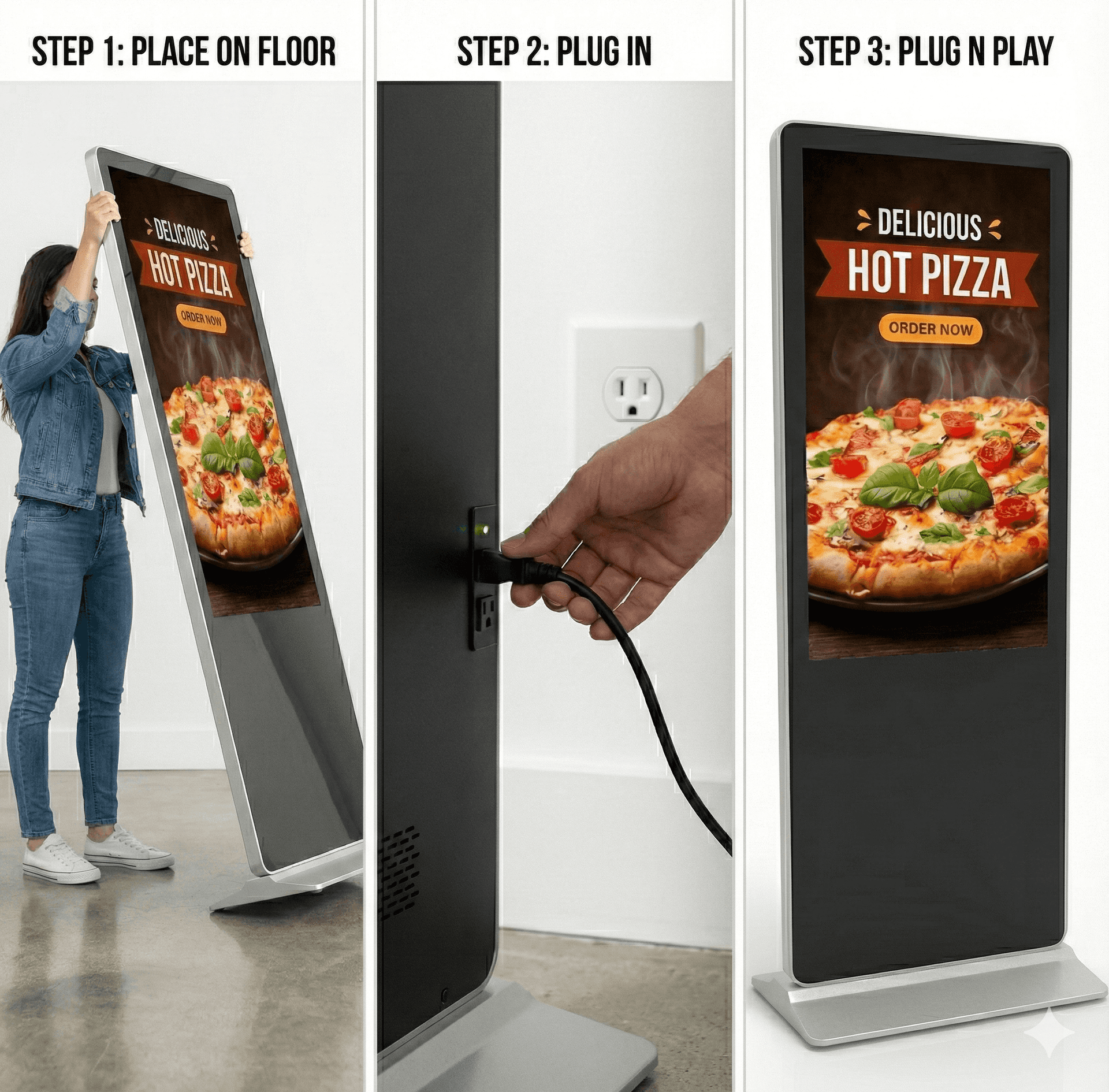 43” T-Frame HD Standee 9:16 Floor Standing Digital Signage Display - 1