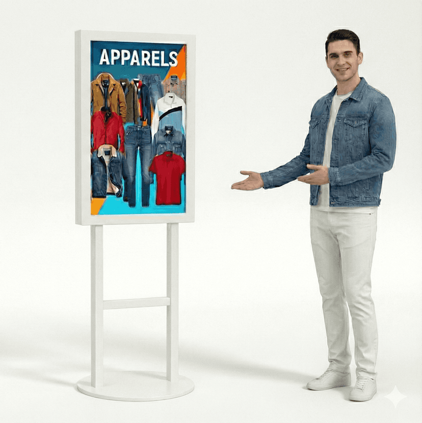 32" Inches H-Frame HD Standee 16:9 Floor Standing Digital Signage Display