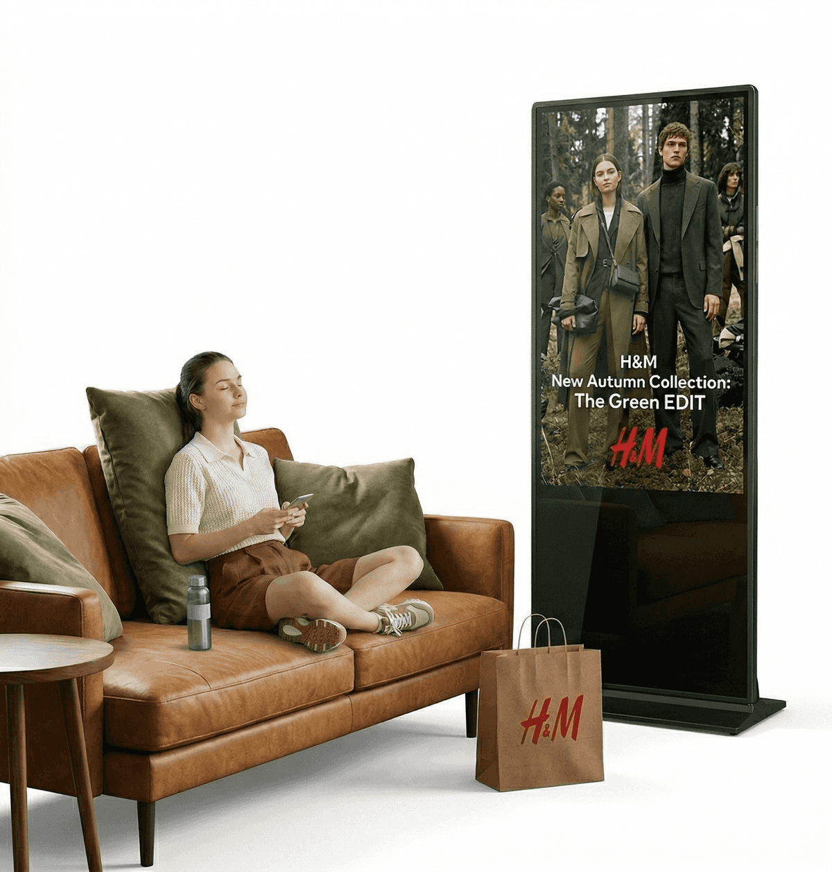 55" Inches T-Frame HD Standee 9:16 Floor Standing Digital Signage Display - image 1