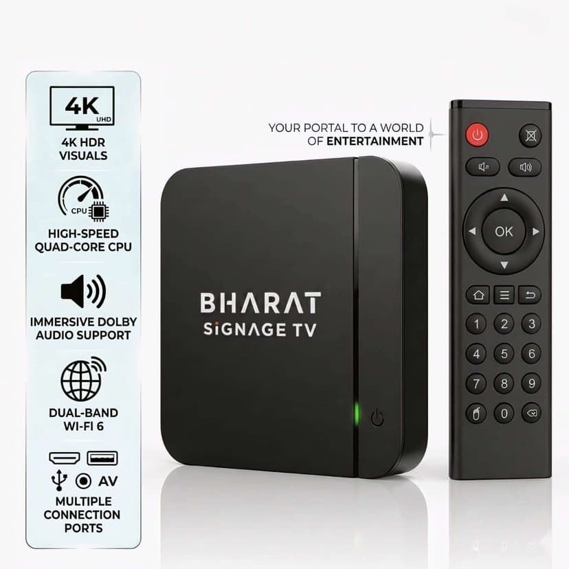 Digital Signage Box Amlogic S905W2 with 1 Year Bharat Signage Online Free Subscription
