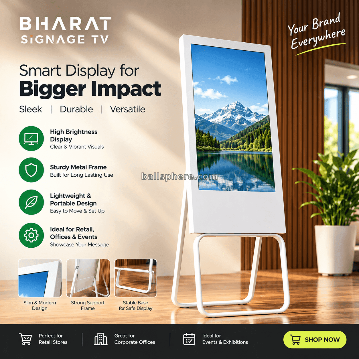 32" Inches A-Frame HD Standee 16:9 Floor Standing Digital Signage Display - 3