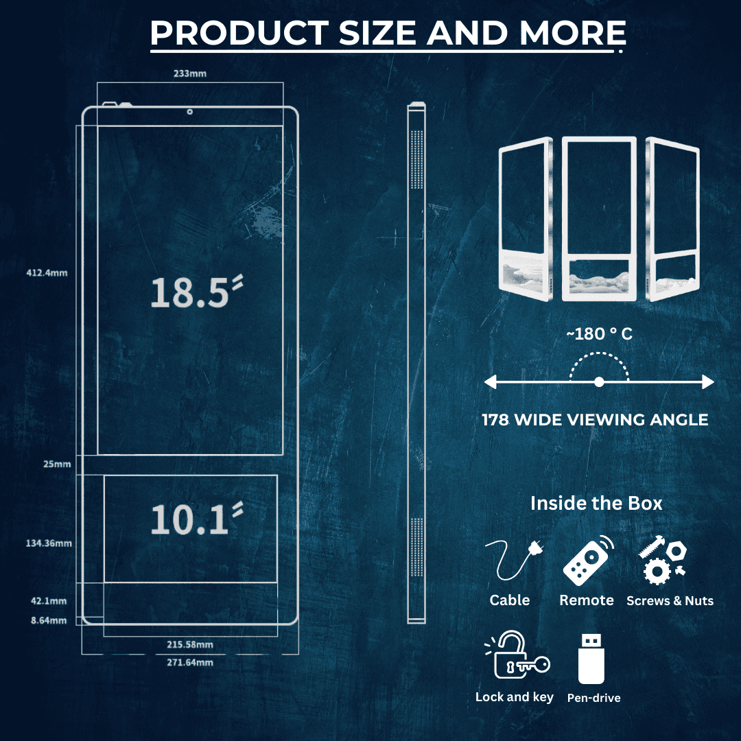 18.5 Inch Double Screen Elevator 4g Network Lift Screen Wifi Digital Signage Lcd Android Advertising Player - 4