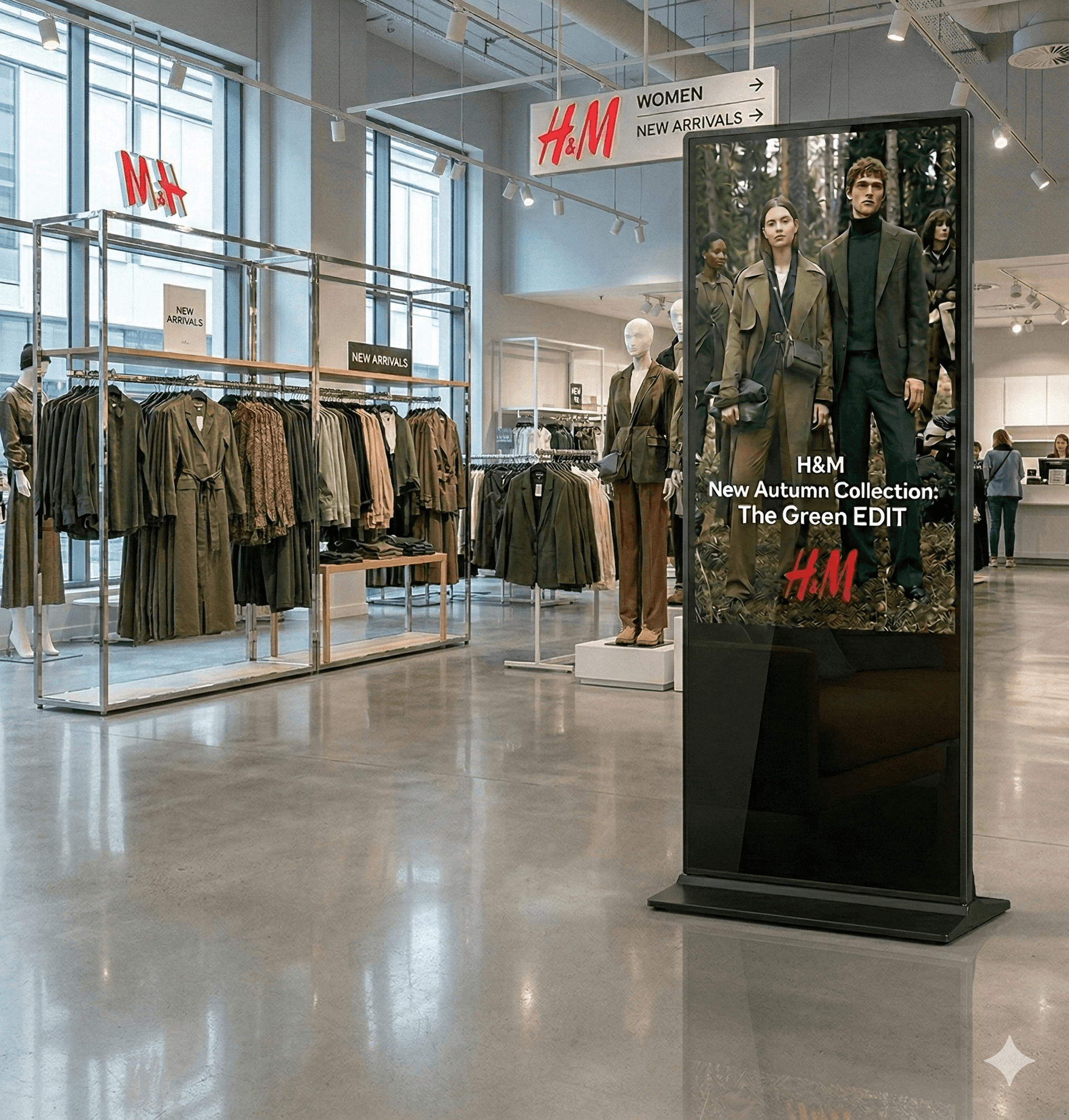 55" Inches T-Frame HD Standee 9:16 Floor Standing Digital Signage Display - 1