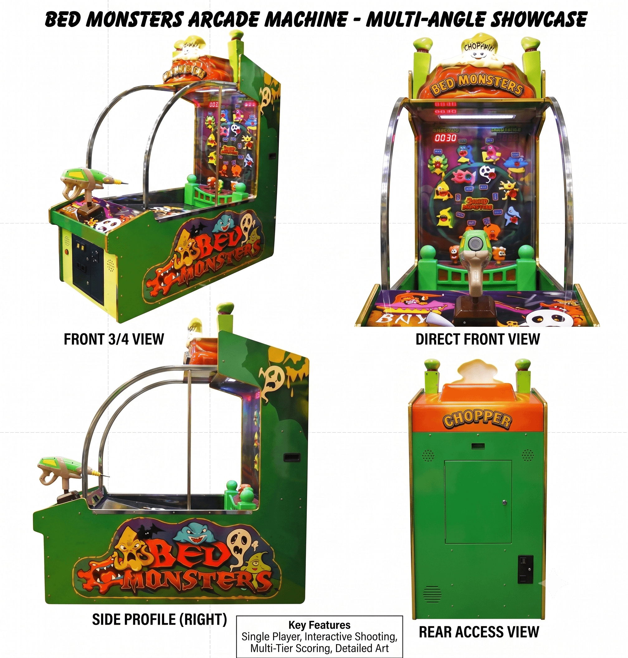 Single Player Coin Operated Bed Monster Arcade - 1